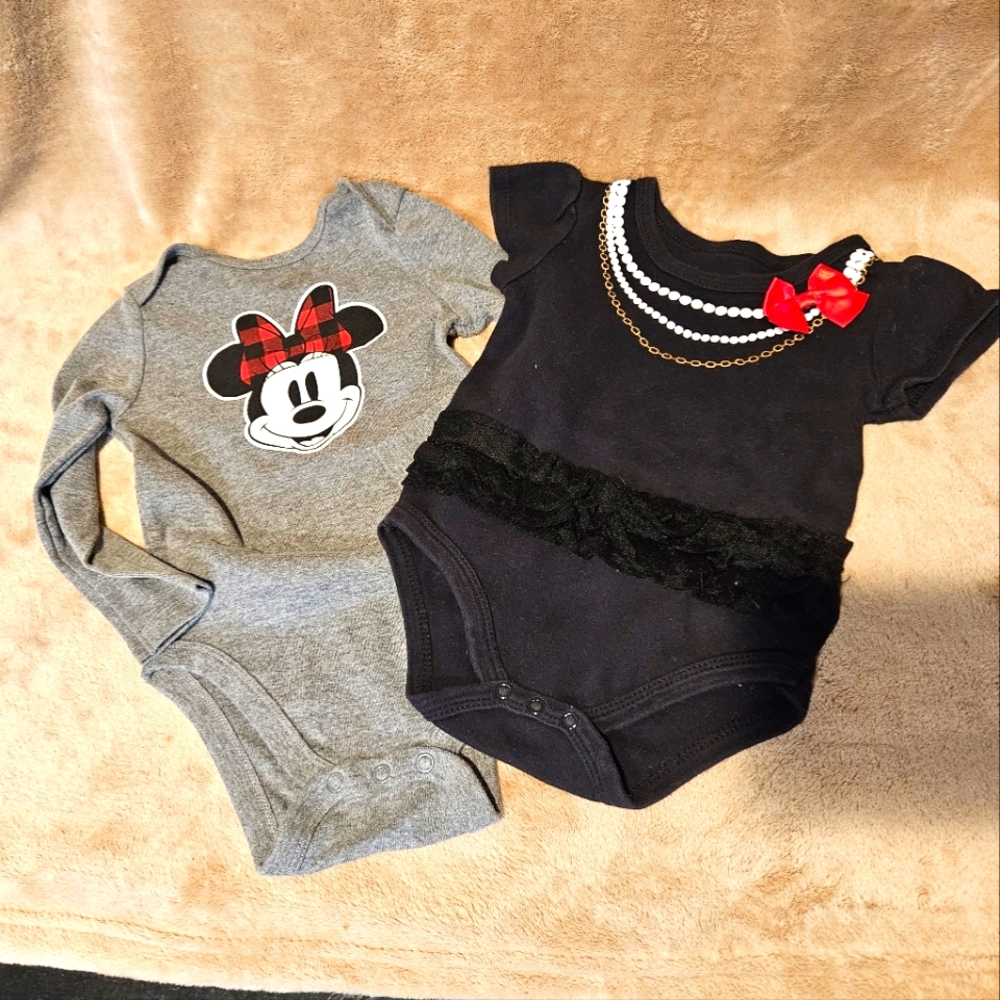 🦖Disney Minnie Mouse Long Sleeve & Ruffle Onesie Bundle🦖